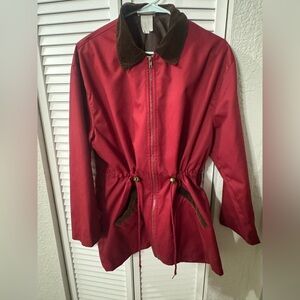 Vintage 1990s Jantzen Red Utility Jacket with Brown Corduroy Details